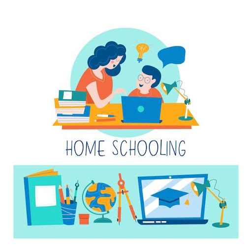 The parent is helping the child to navigate the Online Learning Space.